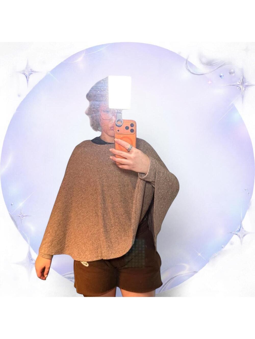 For The Republic NWT Taupe Layered Poncho Cape Top Size S